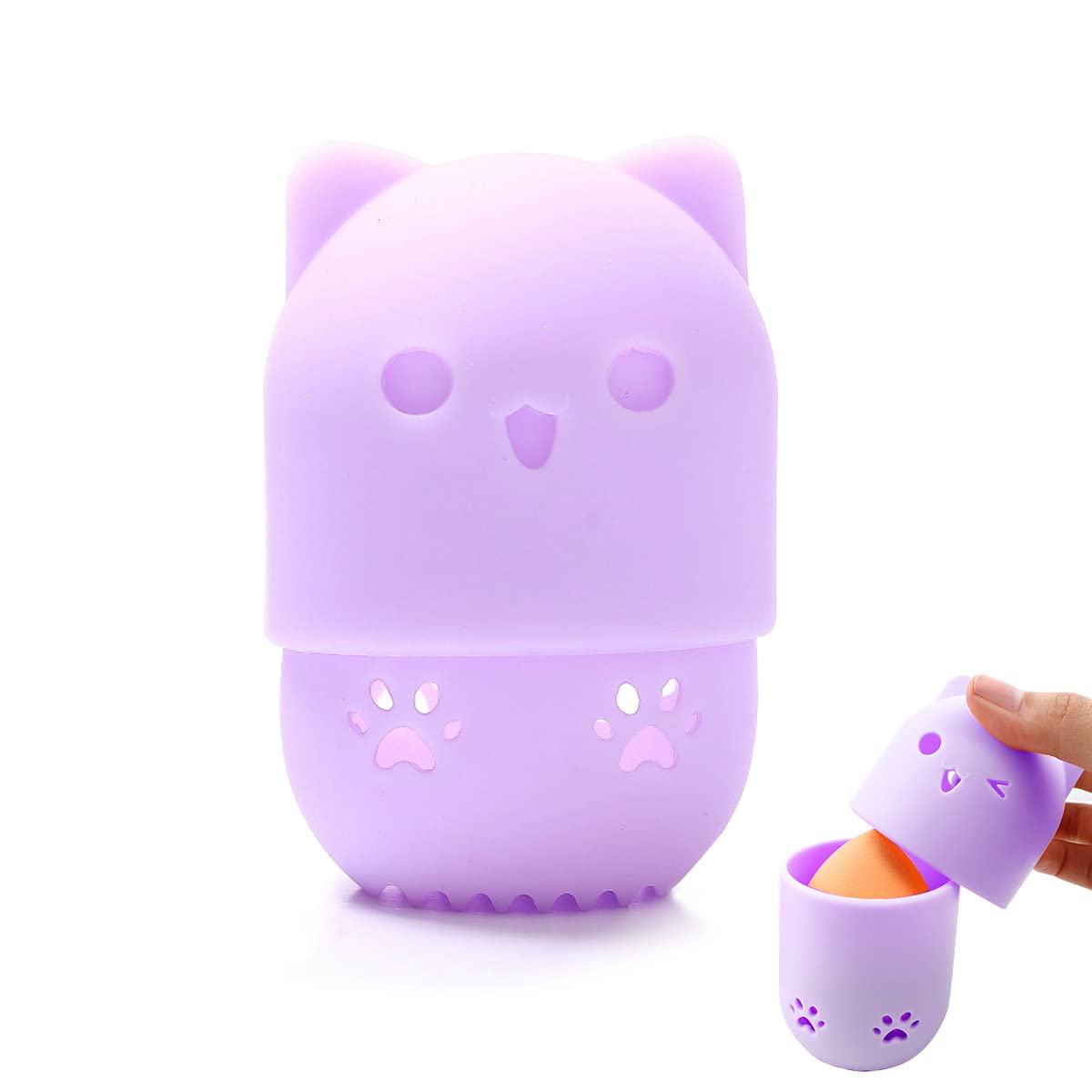 MAYCREATE Makeup Sponge Holder Cute Silicone Beauty Blender Sponge Organizer Travel Sponge Blender Storage Carrying Case Breathable Dry Rack Container (Purple) MAYCREATE Makeup Sponge Holder Cute Silicone Beauty Blender Sponge Organizer Travel Sponge Blender Storage Carrying Case Breathable Dry Rack Container (Purple)